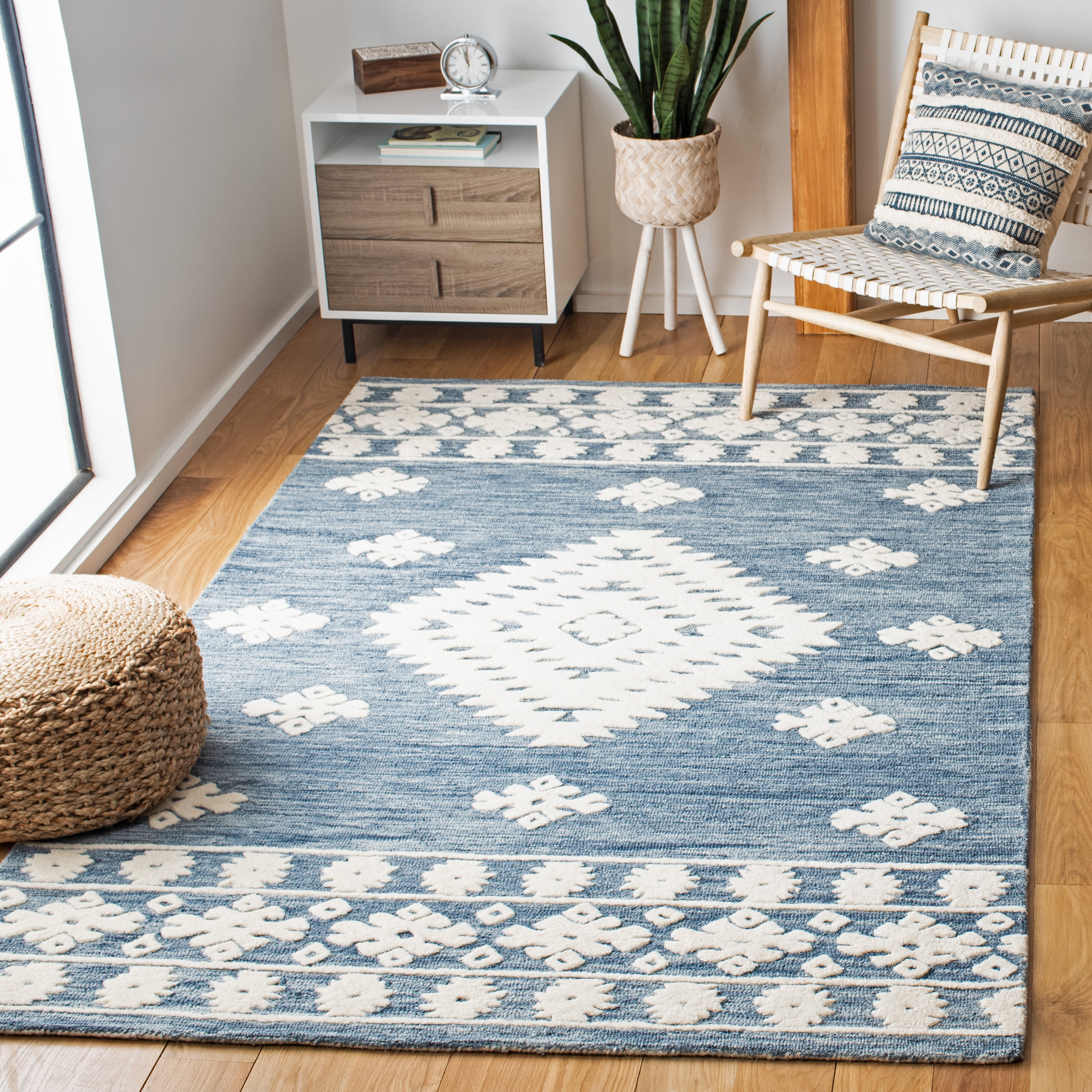 SAFAVIEH Aspen Kerry Geometric Area Rug, Navy/Ivory, 9' x 12'