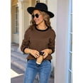 thumbnail image 5 of Womens Crewneck Pullover Striped Sweaters Long Sleeve Casual Winter Tops Color Block Loose Fit Warm Clothes, 5 of 8