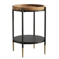 thumbnail image 3 of Demi Bonn 2-Tier Round End Table - Solid Wood Tabletop + Metal Frame, Industrial Vintage Style, Dual-Level Storage & Display, for Living Room/Bedroom, Rustic Brown & Black, 3 of 5