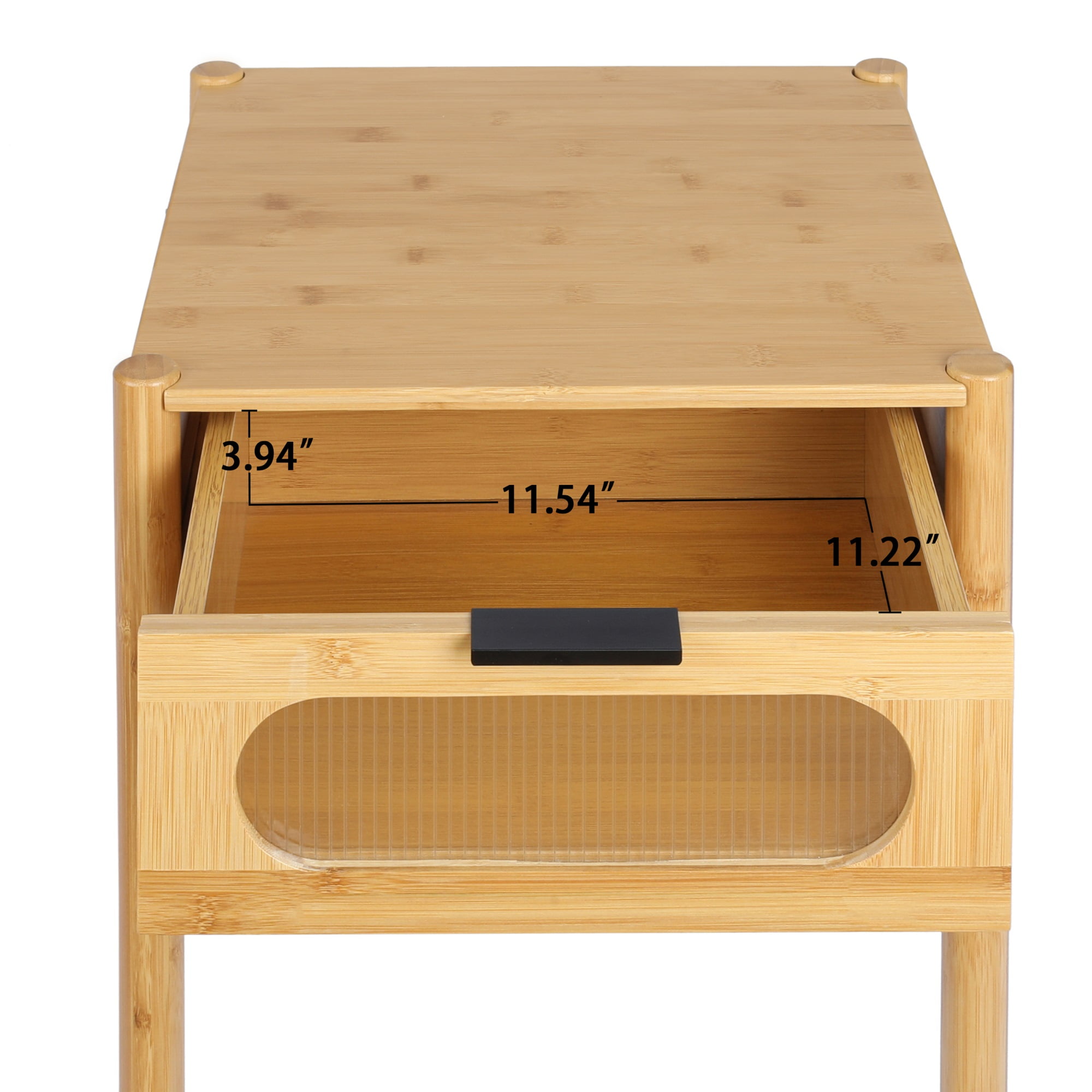 Resenkos Natural Bamboo Accent End Table for Bedroom with Drawer Resenkos Natural Bamboo Accent End Table for Bedroom with Drawer