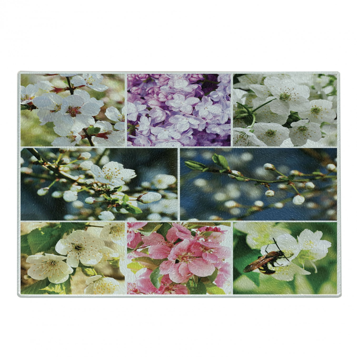 Cherry Tree Cutting Board, Spring Collage with Twiggy Cherry Blossom