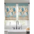 thumbnail image 2 of Teal Blue Brown Beach Coastal Sheer Curtains 54 Inch Length 2 Panels Set Window Treatments, Nautical Shell Starfish Coral Summer Rod Pocket Semi Curtains for Living Room/Bedroom/Kitchen, 104"W x 54"L, 2 of 7