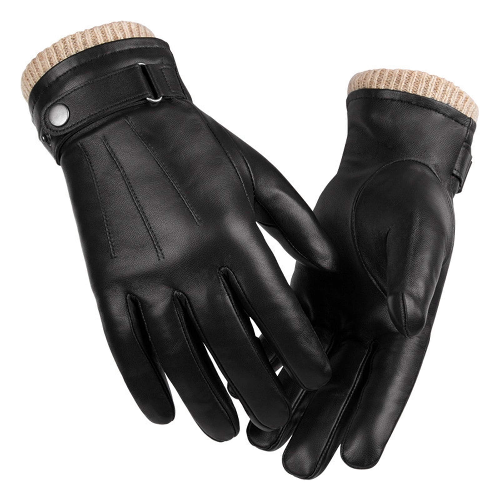 Hauaitttt Male and Female 2025 Autumn and Winter Solid Color Versatile Windproof and Thick Cold Leather Gloves Women Gloves Mittens for Women Cold Weather Heated Winter Ski Gloves Mittens Men Women