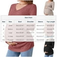 thumbnail image 3 of Akafmk Womens Long Sleeve Maternity Tops,Womens Maternity Solid Color Ribbed Long Sleeve V Neck Casual Fitted Curved Hem Stretchy Pregnancy Pregnant Mama Tops, 3 of 4
