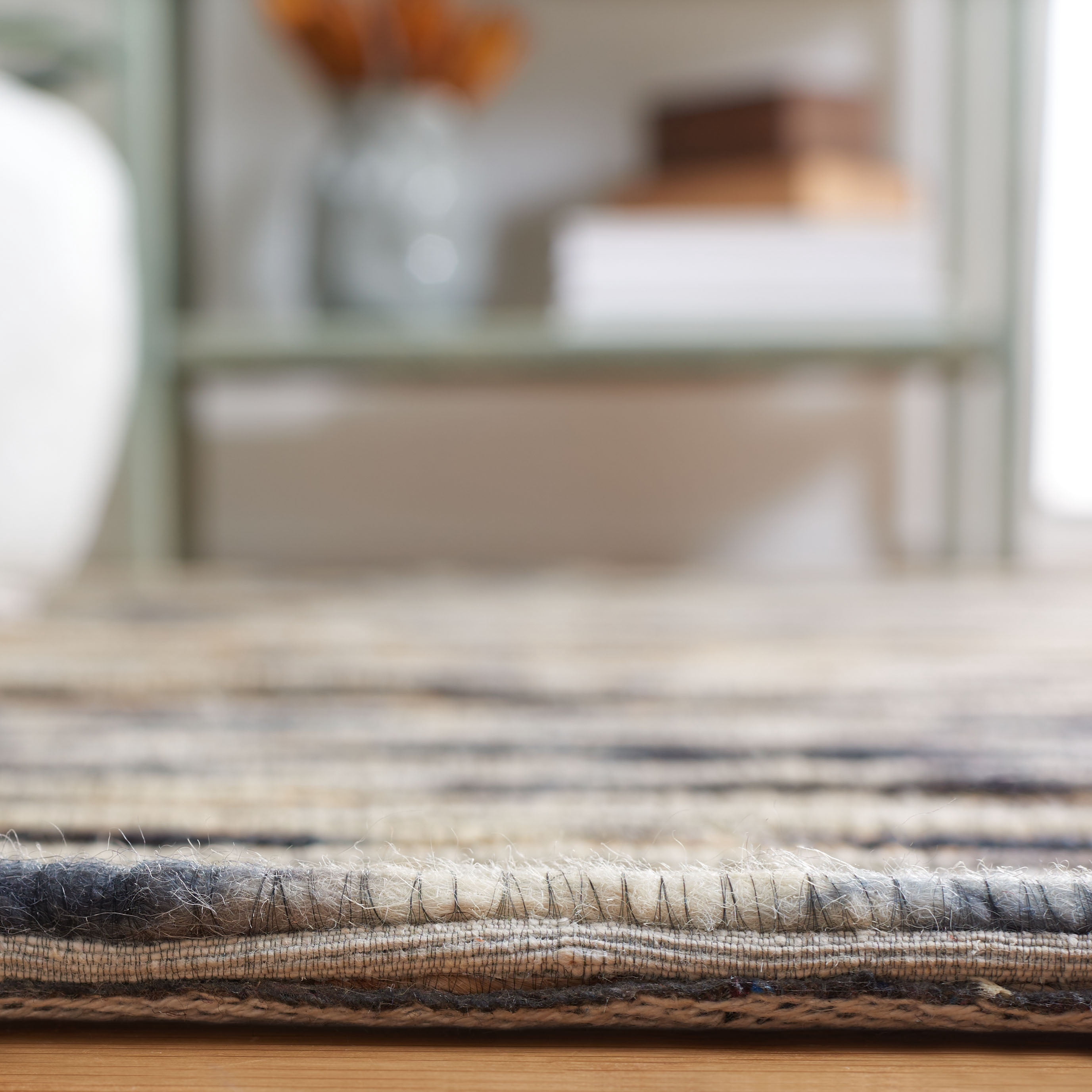 SAFAVIEH Marbella Stanley Striped Area Rug, Natural/Grey, 6' x 6' Square