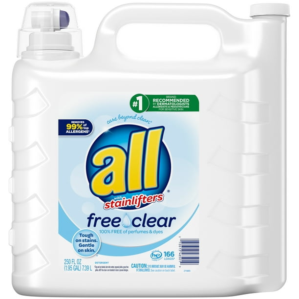 All Liquid Laundry Detergent Free Clear For Sensitive Skin 250 Ounce