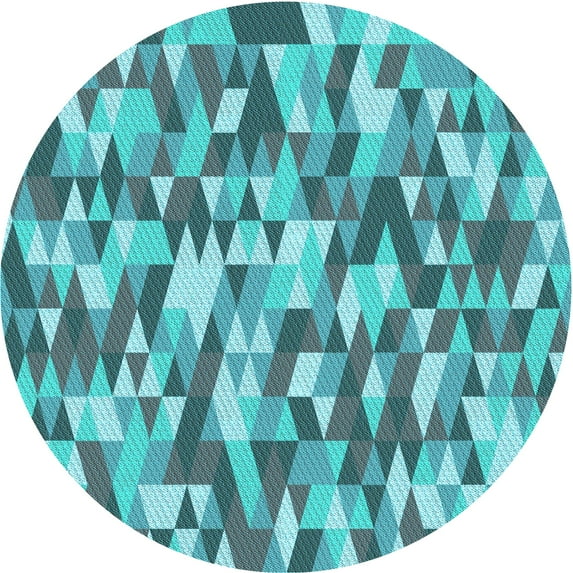 Ahgly Company Machine Washable Indoor Round Transitional Aquamarine Stone Green Area Rugs, 3' Round