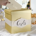 thumbnail image 7 of PAPER FAIR Gold Card Box - White/Gold-Foil Satin Ribbon & Cards Label - 10"x10" Large Perfect for Money & Gifts at Wedding Receptions, Birthdays, Graduations, Bridal & Baby Showers, 7 of 7