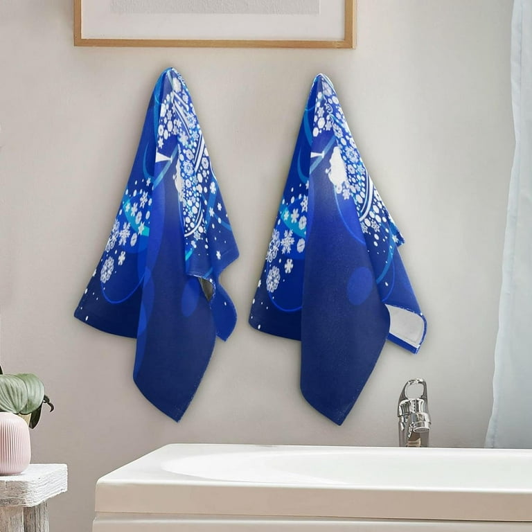 Coolnut Christmas Angel Hand Towels 2 PCS Abstract Blue Kitchen
