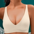 thumbnail image 5 of Swuxness Women's Push Up Wireless Bra, Womens Plus Size Bras, Women Plus Size Solid Color Comfortableable Full Cup Breathable Adjustable Push Up Bra Beige, 32/70ABC, 5 of 5