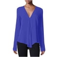 thumbnail image 2 of Agkizg Womens Fall Clothing Plus Size Womens Tops Long Sleeve Blouses Solid Color Loose Fitting V Neck Shirts Business Casual Tops for Fall Winter Layer Wear M, 2 of 5