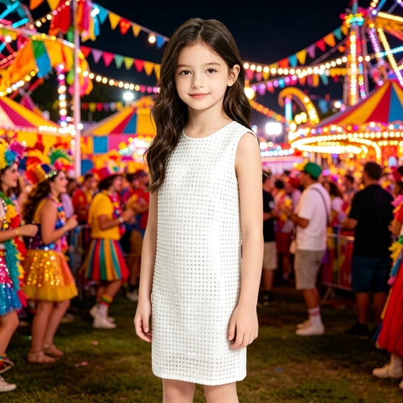 Girls Sequin Camisole Tank Dress Sparkly Summer Top Sleeveless Vest Shirt For Kids Party Wear