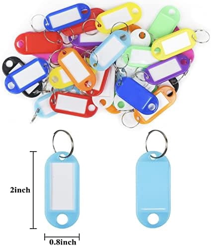 Tekola Plastic Key Tags 220 Pcs, Key Labels with Ring and Label Window, Key Chain ID Tags, Key Identifiers for Name, Luggage 10 Colors