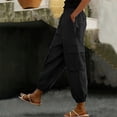 thumbnail image 2 of Hurxie Womens Cargo Joggers Parachute Y2K Pants Lightweight Hiking Travel Scrub Pants Elastic Waist with Drawstring Quick Dry Black,L, 2 of 5