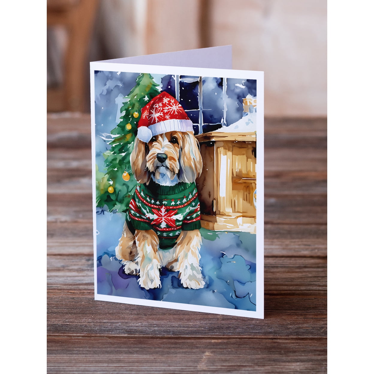 Petit Basset Griffon Vendeen Christmas Greeting Cards Pack of 8 7 in x 5 in