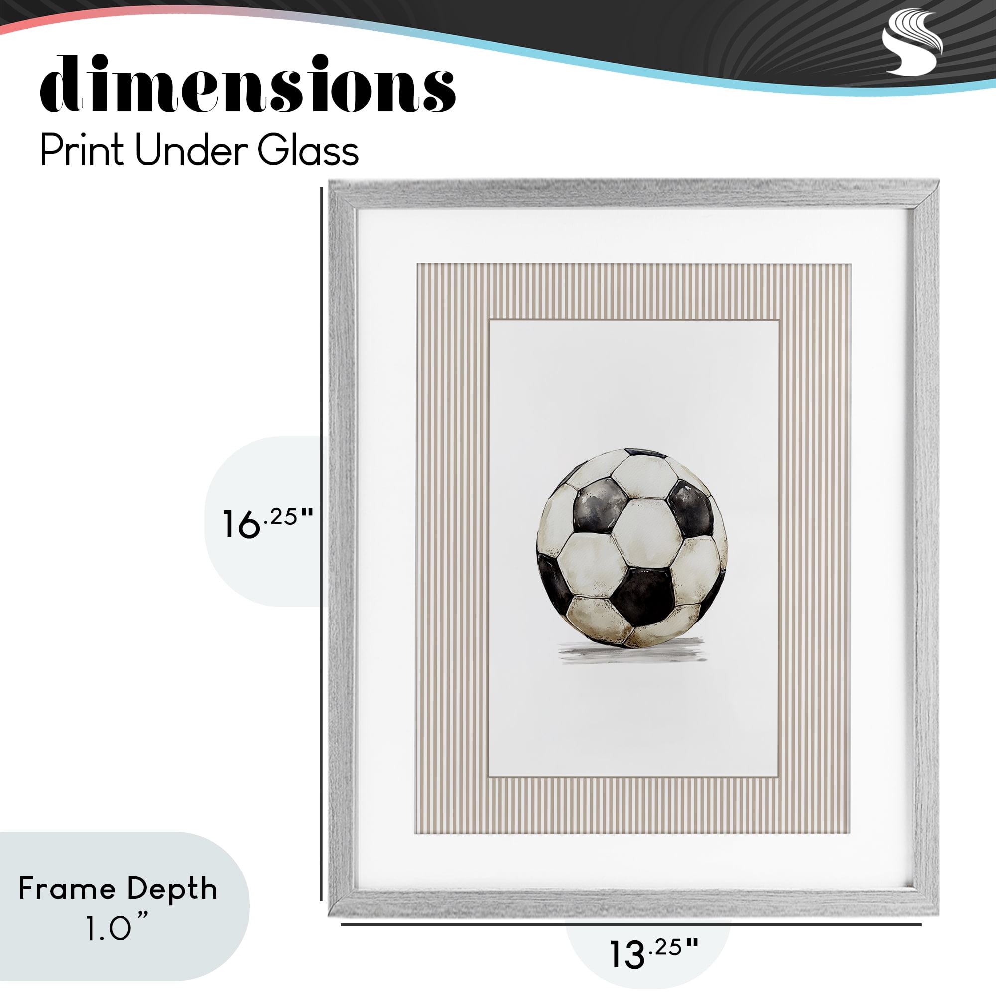 Stupell Industries Vintage Sports Soccer Ball Gray Framed Print Under Glass, design by Christine Simpson Art