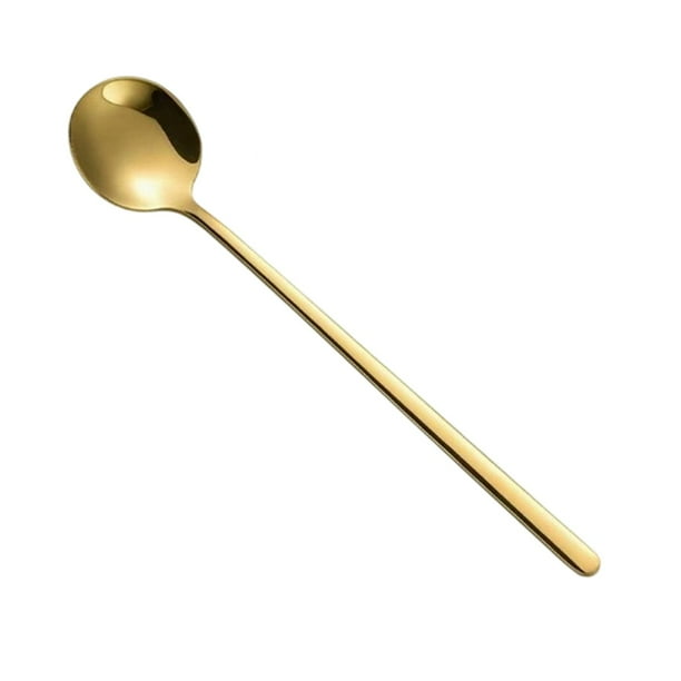 Cucharas de mango largo para remover café, postres y bebidas; duraderas, con bordes lisos; ideales para uso en la cocina y el hogar