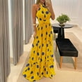 thumbnail image 2 of Ichuanyi Woman Dress Women Tropical Print Halter Backless Maxi Dress Sexy Sleeveless Beach Dress, 2 of 3
