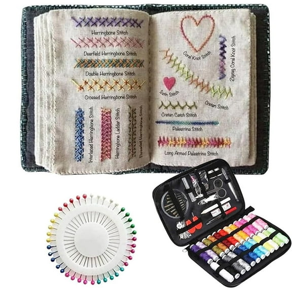 DIY Stitch Book,Bexikou Embroidery Stitch Book,Needle and Thread Embroidery Stitch Book for Beginners and Enthusiasts, Cross Stitch Bookmark Kit with Needles, Scissors, Thread, Tape Measure