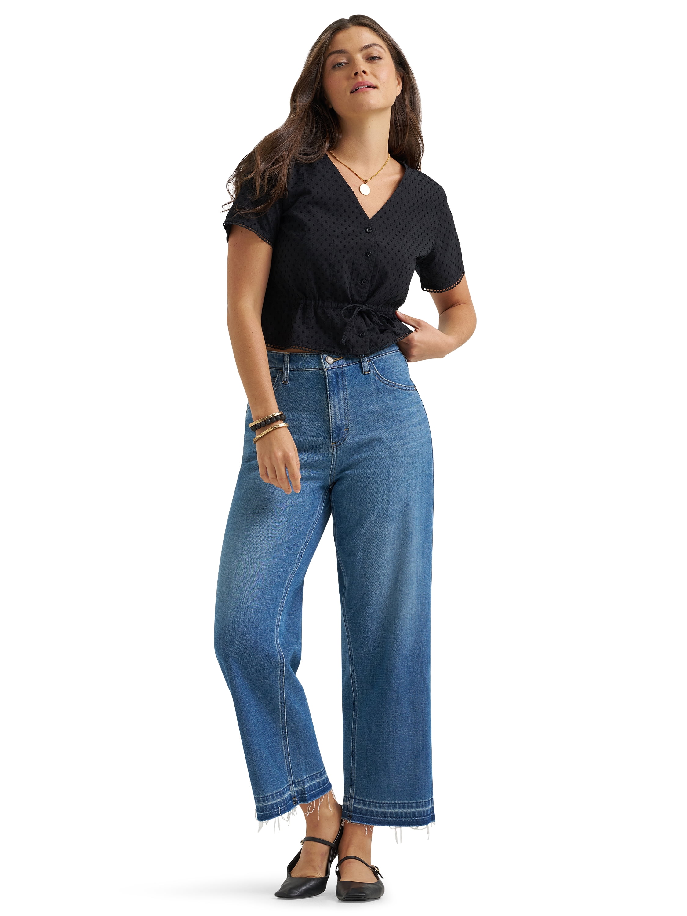 Lee® Women's and Plus Button Front Tie Top, Sizes S-4XL