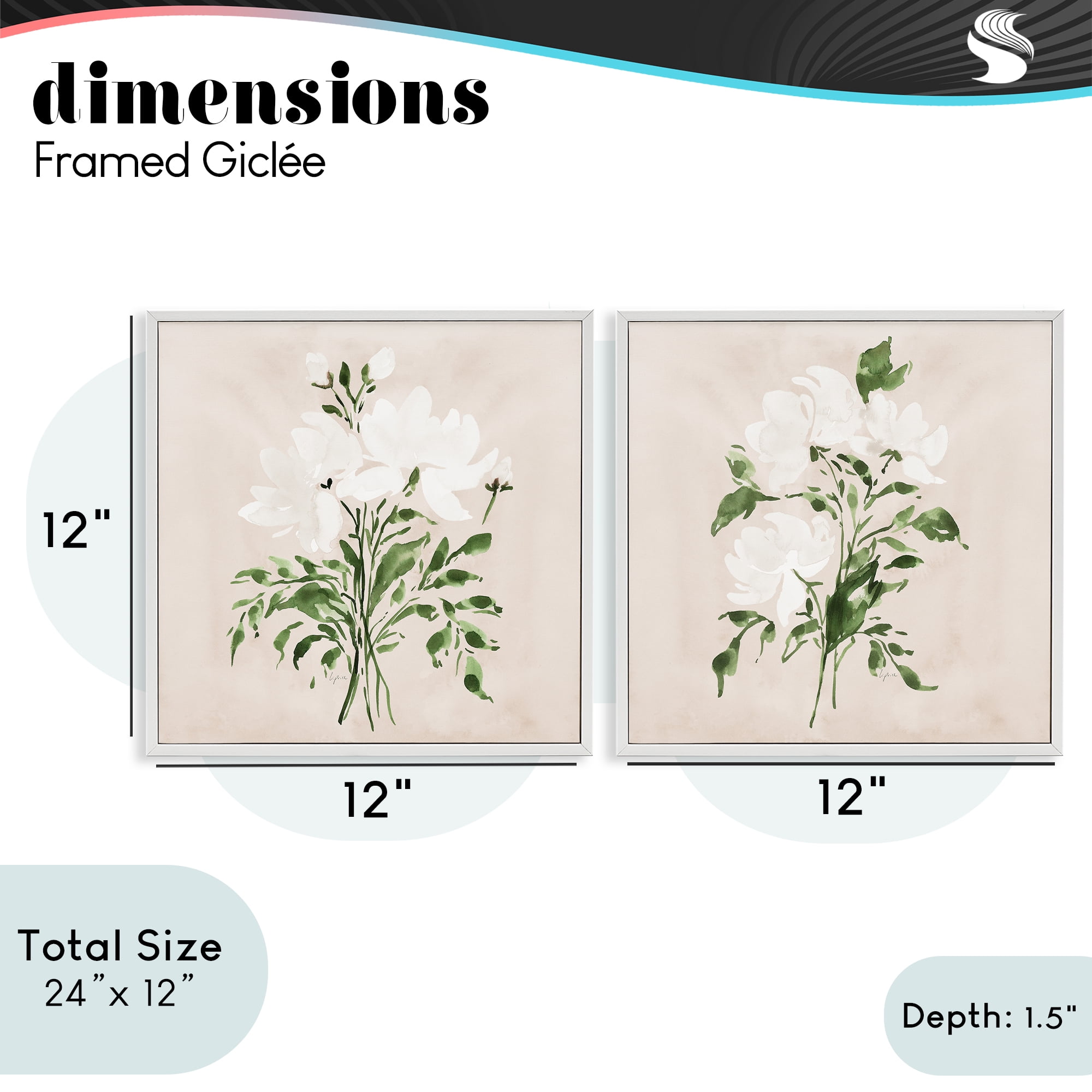 Stupell Industries White On Tan Botanicals 2 Piece White Framed Giclee Art Set, design by Lucille Price