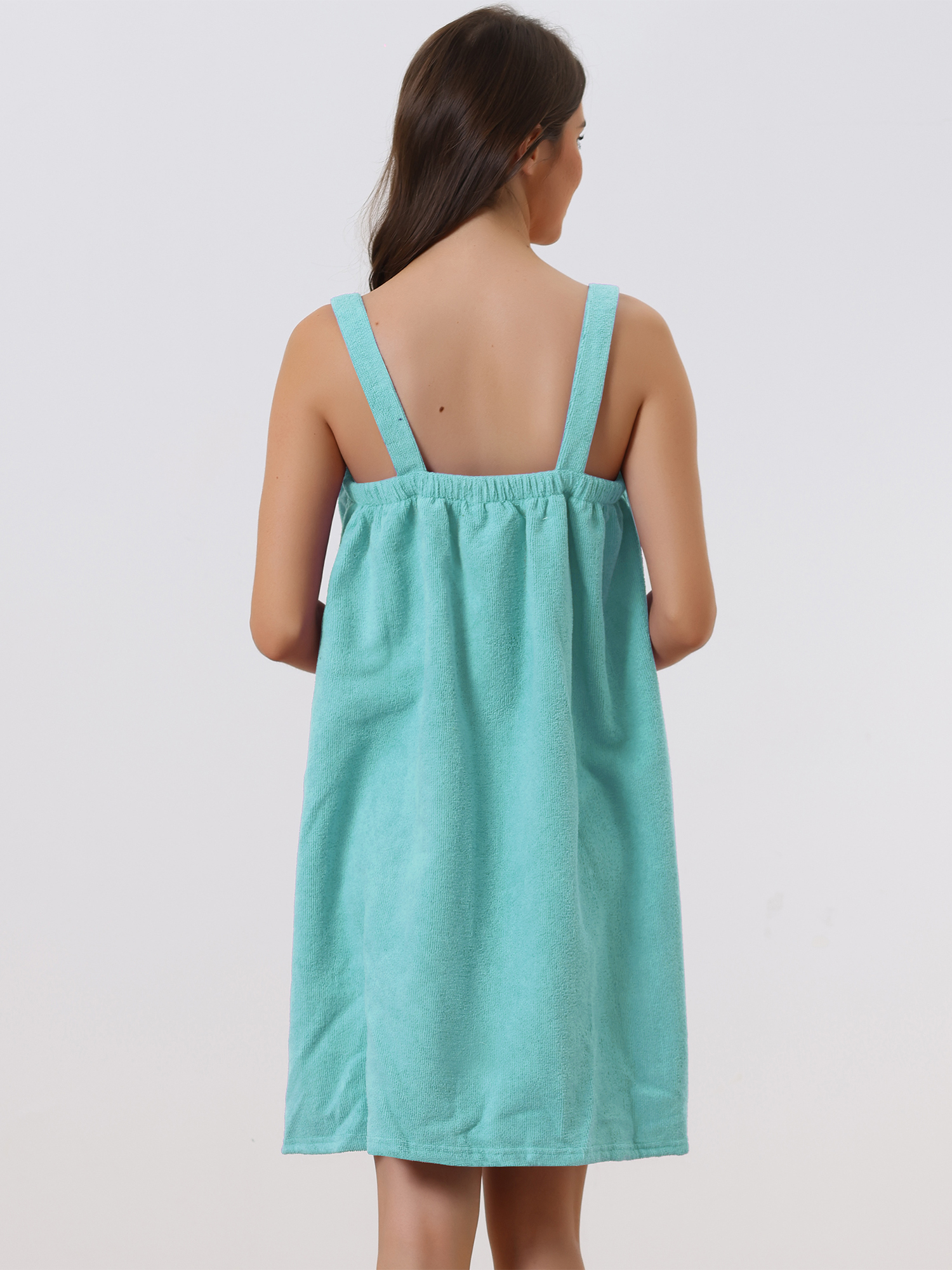 DARING DIVA Towel Wrap Bathrobe Adjustable Closure for Gym Shower L Navy Blue