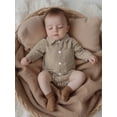 thumbnail image 6 of BemeyourBBs Newborn Baby Boy Girl Plaid Gingham Bubble Romper Shirt Infant Baby Boys Spring Summer Fall Winter Clothes Lapel Neck Long Sleeve Button Down Dress Shirt Romper Bodysuit, 6 of 9