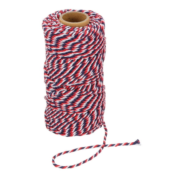 Uxcell 2mm x 109 Yard Cotton Butcher Bakers Twine for Gift Wrapping Arts Crafts Gardening, Red Blue White