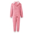 thumbnail image 4 of CUZIBR Toddler Bear Ear Onesie Girl Fuzzy Hooded Jumpsuit Pajamas Zip-Up Long Sleeve Funny Sleepwear,Pink,5-6 Years, 4 of 6