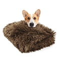 thumbnail image 1 of Waterproof Dog Blanket for Bed Couch Sofa, Soft Warm Fluffy Faux Fur Fleece Puppy Blankets for Medium Dog Cats, Machine Washable Pet Blanket for Furniture, Brown, 30"×30", 1 of 7