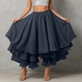 thumbnail image 2 of QHFBli Women's Cotton 5 Tiered A Line Pleated Maxi Skirt Long Boho Gypsy Dance Skirts, 2 of 5