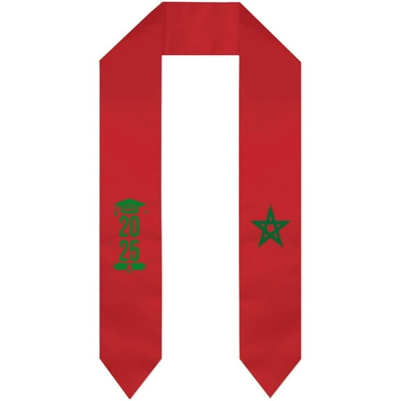 Class of 2025 Morocco Flag Graduation Stoles Shawls Sash International Study Graduate Scarves