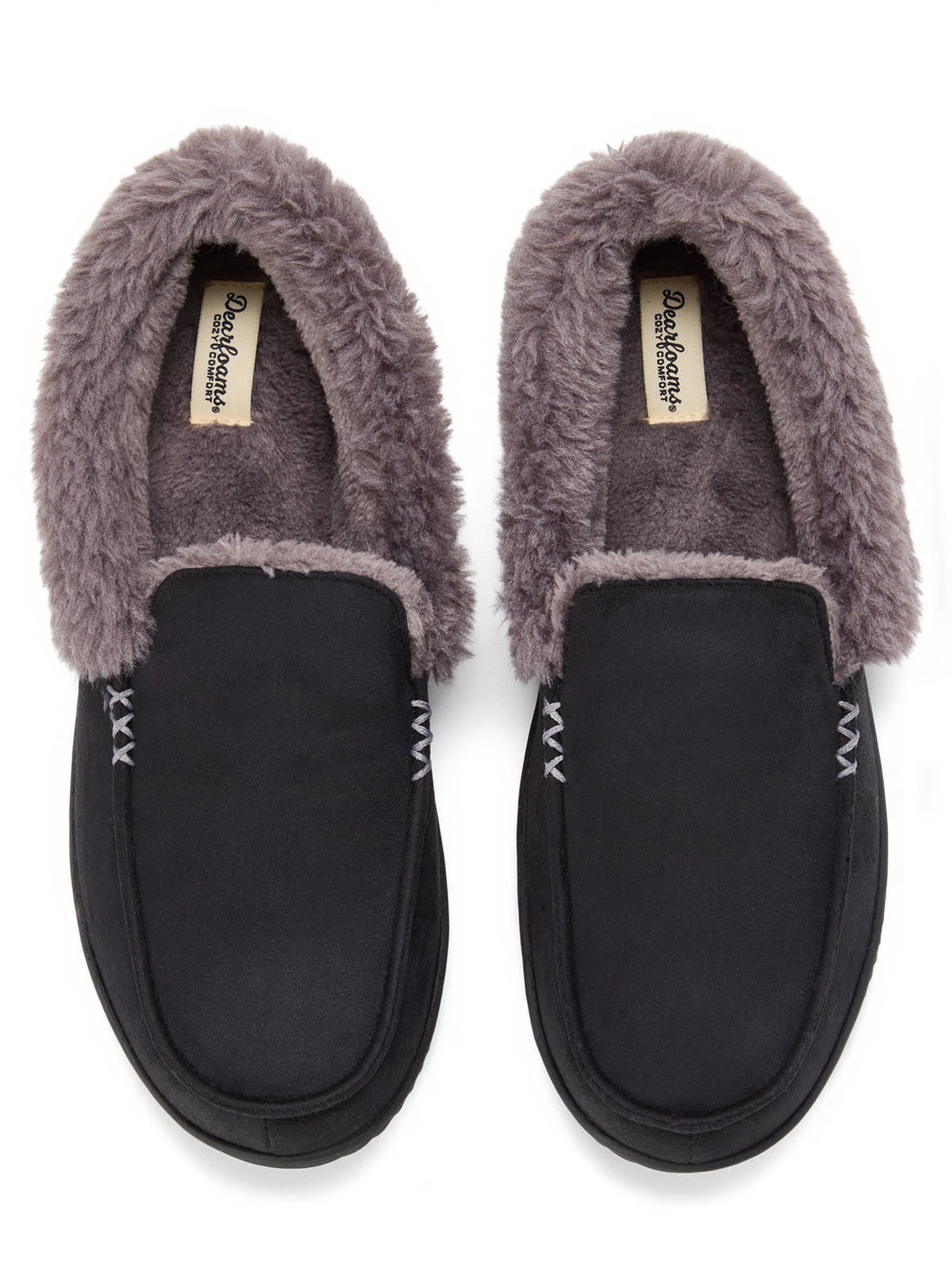 Dearfoams Cozy Comfort Men's Cuffed Moccasin Slippers