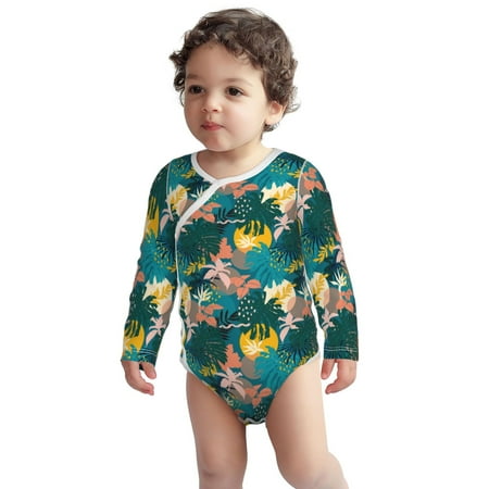 

Fotbe Hawaiian Style Pattern Unisex-baby Long-sleeve Bodysuit Long Sleeve Bodysuits One-piece 100% Organic Cotton for Infant Baby Boys Unisex-2 Years