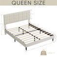 thumbnail image 2 of Queen Size Platform Bed Frame with Fabric Upholstered Headboard and Wooden Slats, Heave Duty Queen Bed Frame No Box Spring Needed/Easy Assembly, 2 of 8