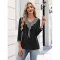 thumbnail image 3 of Zeagoo Womens Blouses 3/4 Sleeve V Neck Flounce Shirts Casual Dressy Tunic Tops Summer Fall Fashion Clothes, 3 of 8