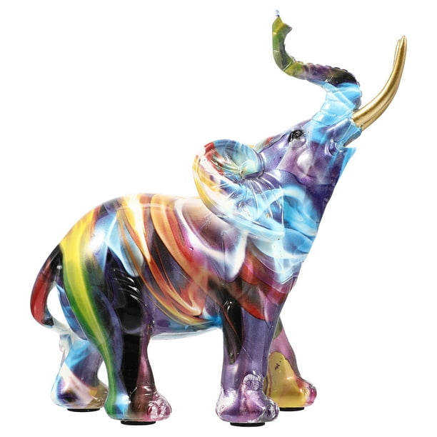 Estatua de elefante artesanal de resina, adorno, figura de elefante de estilo europeo, decoración