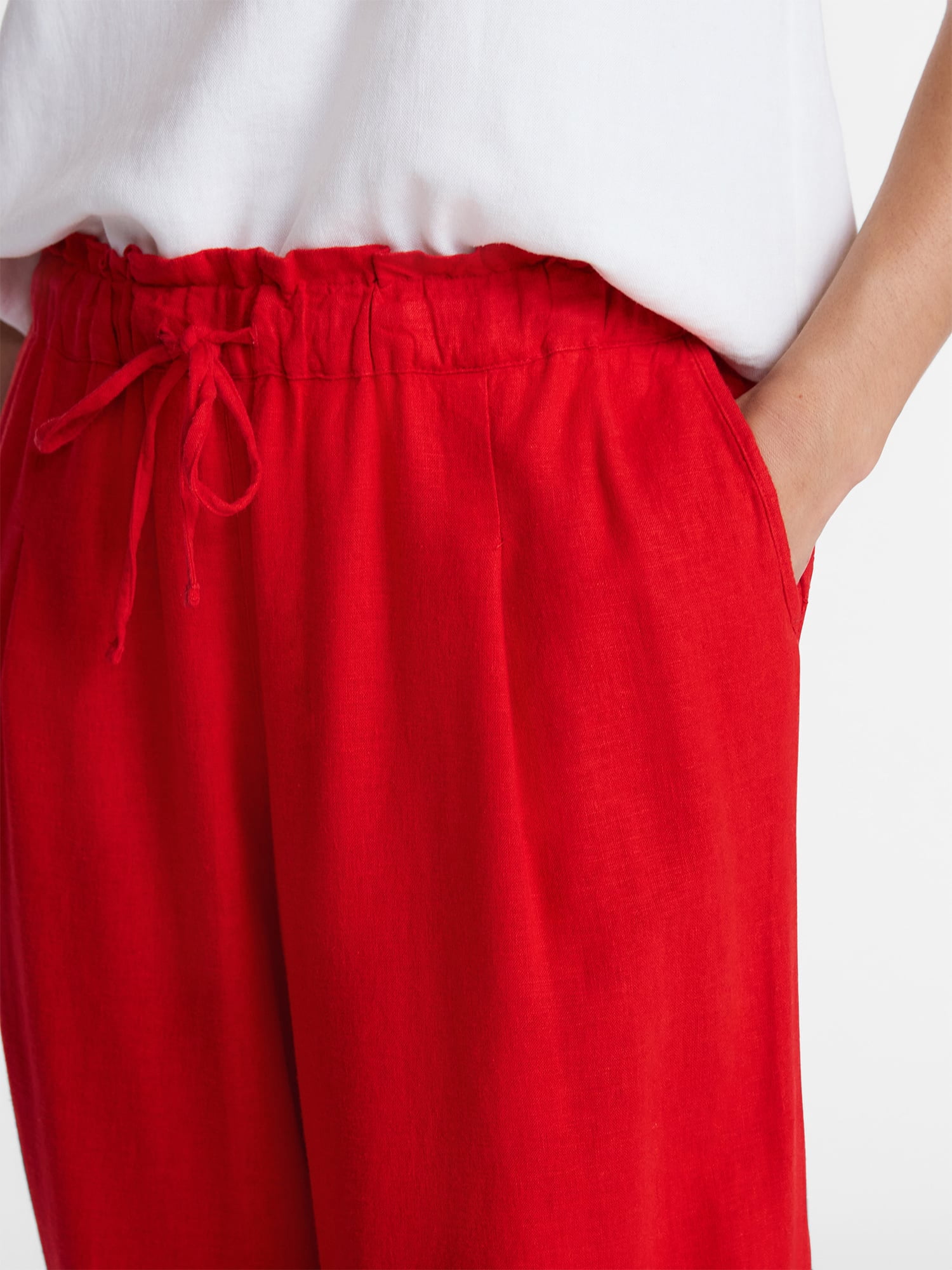 Time and Tru Women's Wide Leg Linen Blend Pants, Sizes XS-4X