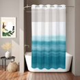 thumbnail image 5 of No Hook Shower Curtain with Built-in Rings - Teal White Washable Waterproof Fabric Bathroom Curtains for Hotel,Rentals, Stall 54 X 78 Inch , Abstract Brush Stroke, 5 of 6