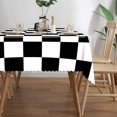 thumbnail image 4 of Chess Pattern Black And White Checkered Rectangular Tablecloth 55"x70" with Lace Edge, Washable Durable Table Cover for Dining, Indoor Outdoor Home Restaurant Decor, 4 of 5