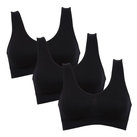 

Sports Bra Size S-6XL Outdoor Underwear Women Seamless Bra Solid Fitness Bras Yoga Tops Soft Cup Lovely Young 3pcs Black