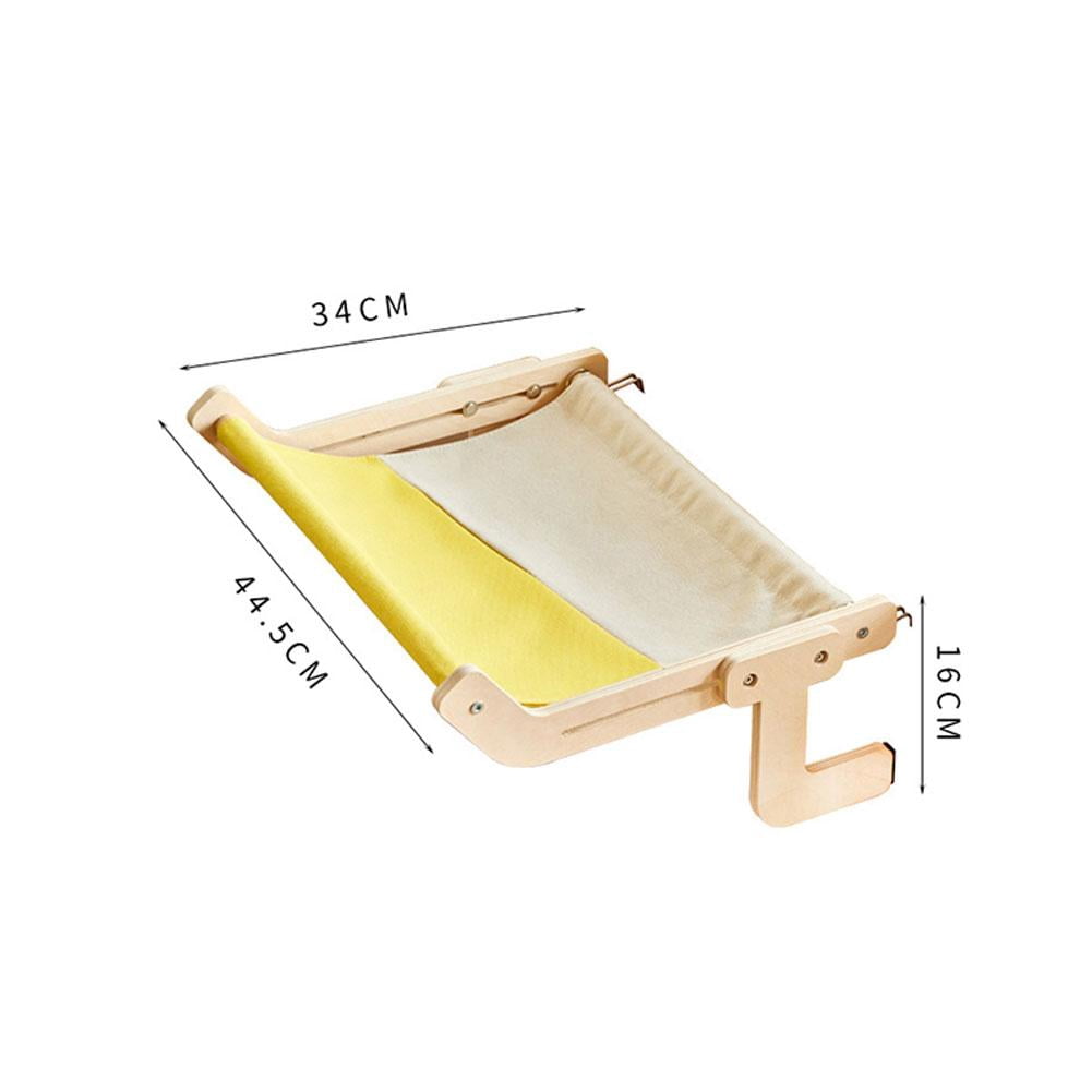 Adjustable Cat Window Perch Hammock with Wooden Board and Cotton Linen Fabric for Multiple Scenarios