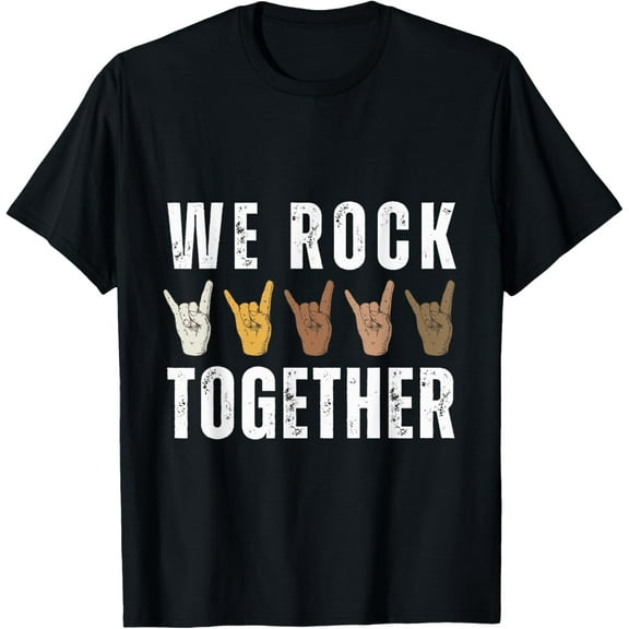 We Rock Together Funny Hands for Rock Lovers T-ShirtMen's and women's pure cotton short-sleeved shirts