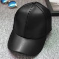 thumbnail image 2 of Unisex Leather Baseball Cap Outdoor Sport Adjustable Hat (Black), 2 of 9