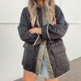 thumbnail image 3 of BAETEUY Women Winter Coat - Double Pockets Loose Color Matching Single-breasted Mid Length Jacket, 3 of 8