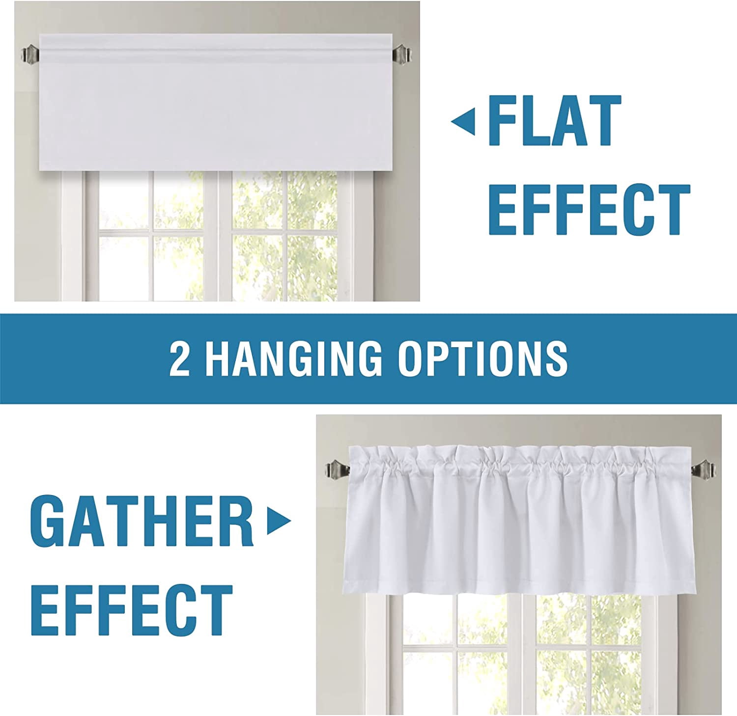 Blackout Curtain Valances for Kitchen Windows/Bathroom/Living Room/Bedroom Thermal Insulated Rod Pocket Valances for Windows, 2 Pack, 52" x 18"