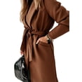 thumbnail image 4 of LANGWYQU Autumn Winter Long Sleeve Women Lapel Solid Jacket Open Front Coat, 4 of 5