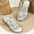 thumbnail image 4 of Wxolcjlv Kids Toddler Girl Sandals Rhinestone Slingback Sandals Sandals Elastic Ankle Strap Casual Bohemian Beach Shoes 3.5-4 Years, 4 of 9