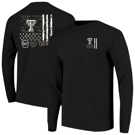 Men's  Black Texas Tech Red Raiders OHT Camo Overlay Comfort Colors Long Sleeve T-Shirt