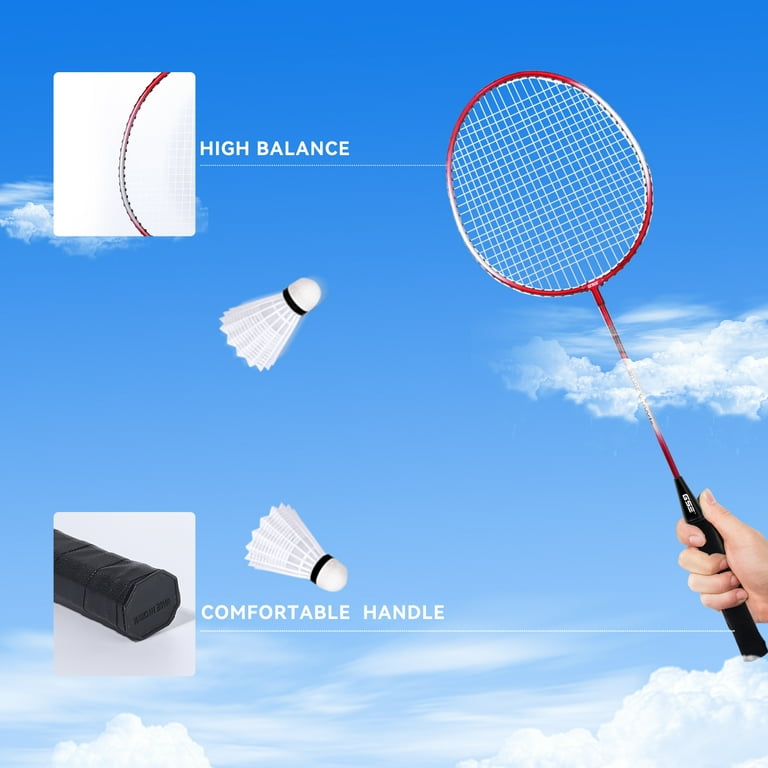 GSE Portable Badminton Volleyball Combo Set for Backyard Lawn/Beach with  Volleyball/Badminton Net, PU Volleyball with Pump, 4 Badminton Rackets, 3